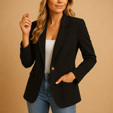 Katharina | Damen Stretch-Blazer Einreihig Tailliert – Schwarz