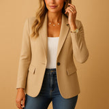 Katharina | Damen Stretch-Blazer Einreihig Tailliert – Beige