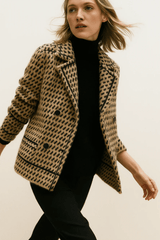 Damen Strick Jacke Hahnentritt – Beige