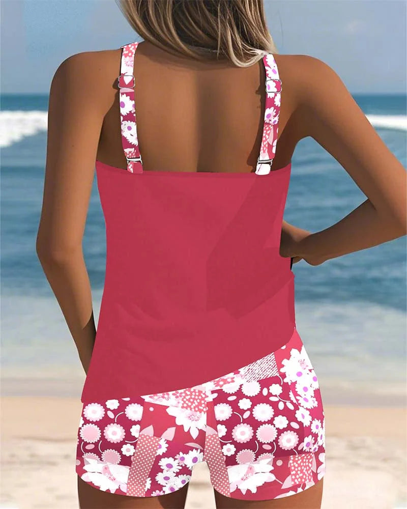 Damen Tankini Set mit Blumenmuster und Shorts