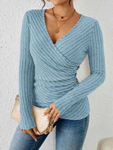 Damen Top Langarm Elegant – Blau