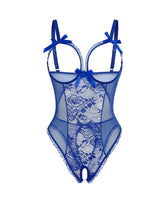 Leonie | Damen Transparenter Spitzen Mesh Body – Blau