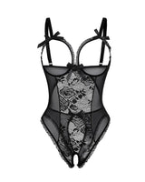 Leonie | Damen Transparenter Spitzen Mesh Body – Schwarz