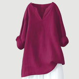 Hannah | Damen Tunika Bluse Luftig Bequem V-Ausschnitt Langarm – Lila