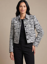 Frieda | Damen Tweed Zweiteiler Langarm Blazer Weithose Set – Grau