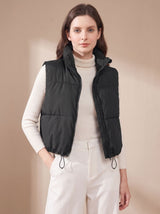 Annika | Damen Ultraleichter Stehkragen Bodywarmer Kurze Steppweste – Schwarz