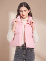 Annika | Damen Ultraleichter Stehkragen Bodywarmer Kurze Steppweste – Rosa