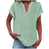 Mia | Damen V-Ausschnitt Bluse Relaxed Fit Kurzarm – Hellgrün
