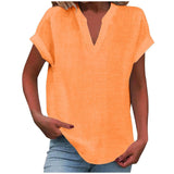 Mia | Damen V-Ausschnitt Bluse Relaxed Fit Kurzarm – Orange
