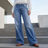 Hannah | Damen Vintage High Waist Wide Leg Jeans Hochtailliert – Blau