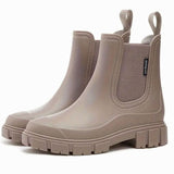 Katharina | Damen Wasserdichte Slip-On Chelsea Stiefel mit Blockabsatz – Braun