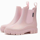 Katharina | Damen Wasserdichte Slip-On Chelsea Stiefel mit Blockabsatz – Rosa