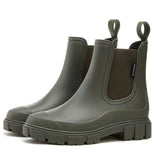 Katharina | Damen Wasserdichte Slip-On Chelsea Stiefel mit Blockabsatz – Grün