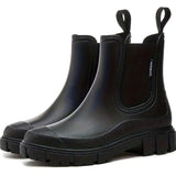 Katharina | Damen Wasserdichte Slip-On Chelsea Stiefel mit Blockabsatz – Schwarz