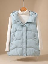 Annika | Damen Wattierter Kapuzen-Bodywarmer mit Reißverschlusstaschen – Blau