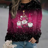 Amelie | Damen Weihnachts-Strickpullover Locker Weihnachtsmotiv Rundhals – Rosa