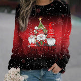Amelie | Damen Weihnachts-Strickpullover Locker Weihnachtsmotiv Rundhals – Rot