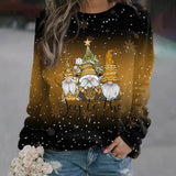 Amelie | Damen Weihnachts-Strickpullover Locker Weihnachtsmotiv Rundhals – Orange
