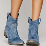 Luisa | Damen Wildleder-Westernstiefel für einen stilvollen Look mit niedrigem Absatz – Blau