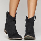 Luisa | Damen Wildleder-Westernstiefel für einen stilvollen Look mit niedrigem Absatz – Schwarz
