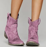 Luisa | Damen Wildleder-Westernstiefel für einen stilvollen Look mit niedrigem Absatz – Rosa