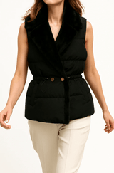 Damen Winter Weste Plüsch – Schwarz