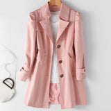 Elfriede | Damen Winterjacke eleganter Schnitt Polyester Blazer-Trenchcoat – Rosa