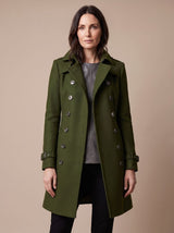 Clara | Damen Wintermantel Zweireihiger Eleganter Wollmantel – Grün