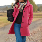 Annika | Damen Wollmantel Tailliert Knopfverschluss Winter – Rosa