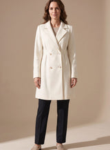 Elisabeth | Damen Zweireihiger Knielanges A-Linien Wollmantel – Beige