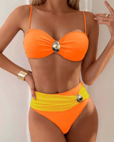 Luisa | Damen Zweiteiliger Bikini mit Metallic-Akzenten – Orange