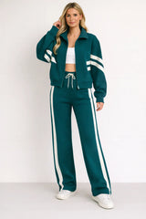 Damen Zweiteiliges Set mit Reißverschlussjacke und Hose – Grün