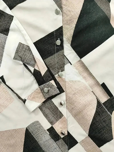 Damen Bluse mit Blattmuster und Dreiviertelärmeln