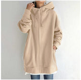 Damenjacke Oversized mit Reißverschluss – Beige