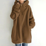 Damenjacke Oversized mit Reißverschluss – Braun