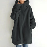 Damenjacke Oversized mit Reißverschluss – Dunkelgrau