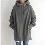 Damenjacke Oversized mit Reißverschluss – Grau