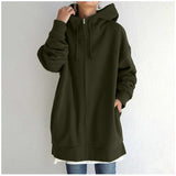 Damenjacke Oversized mit Reißverschluss – Grün