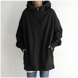 Damenjacke Oversized mit Reißverschluss – Schwarz