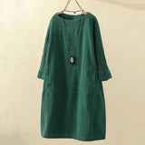 Damenkleid Lockerer Schnitt – Armeegrün