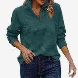 Emilia | Damenpullover mit Reißverschluss Stehkragen Rippstrick Oversize Sweatshirt – Grün