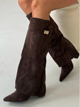 Marie | Damenstiefel Wildleder Kniehoch Elegante Stiefel – Braun Wildleder