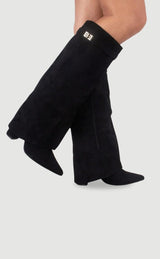 Marie | Damenstiefel Wildleder Kniehoch Elegante Stiefel – Schwarz Wildleder