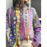 Daniela | Damen Rollkragenpullover im Boho Stil – Mehrfarbig