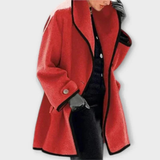 Daniela | Damen Winterjacke mit Offener Vorderseite – Rot