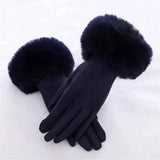 Winterhandschuhe mit Kunstfell – Marineblau