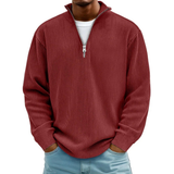 David | Herren Casual Pullover mit Viertel Zip – Rot