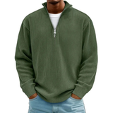 David | Herren Casual Pullover mit Viertel Zip – Olivgrün