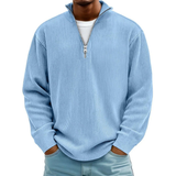 David | Herren Casual Pullover mit Viertel Zip – Blau