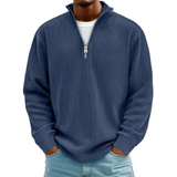 David | Herren Casual Pullover mit Viertel Zip – Marineblau